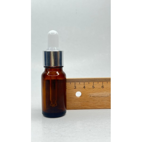 10 ml Kahverengi Cam Damlalıklı Şişe Gümüş Kapak Beyaz Emzik