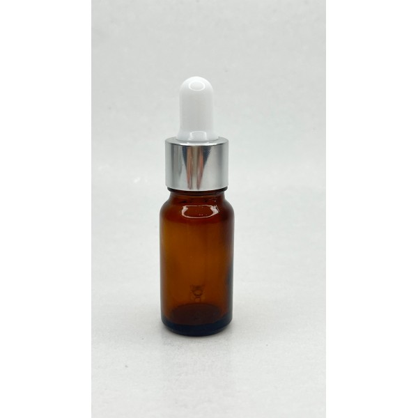 10 ml Kahverengi Cam Damlalıklı Şişe Gümüş Kapak Beyaz Emzik