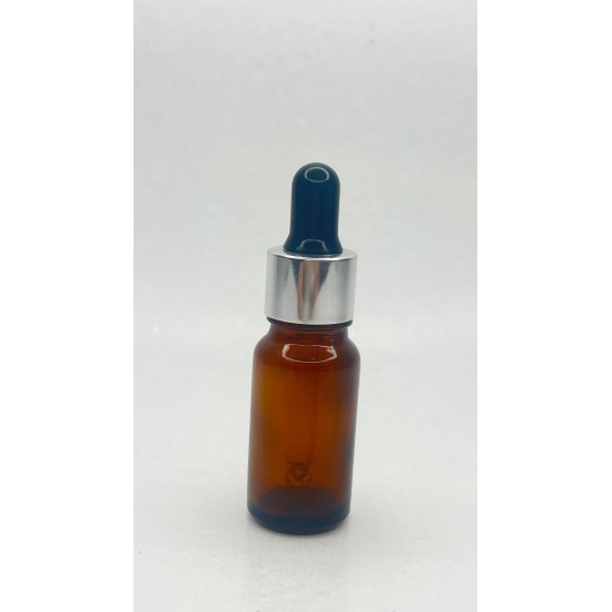10 ml Kahverengi Cam Damlalıklı Şişe Gümüş Kapak Siyah Emzik