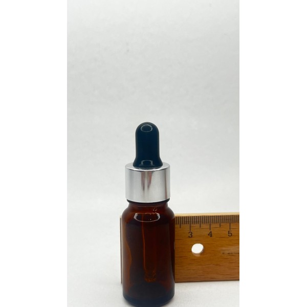 10 ml Kahverengi Cam Damlalıklı Şişe Gümüş Kapak Siyah Emzik