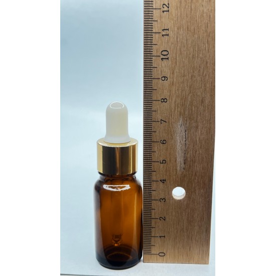 10 ml Kahverengi Cam Damlalıklı Şişe Gold Kapak Beyaz Emzik