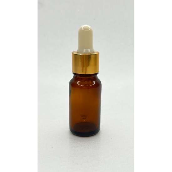 10 ml Kahverengi Cam Damlalıklı Şişe Gold Kapak Beyaz Emzik