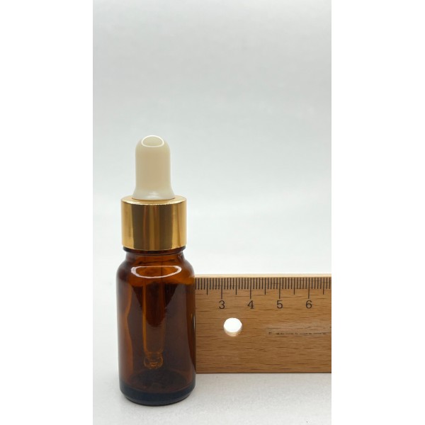 10 ml Kahverengi Cam Damlalıklı Şişe Gold Kapak Beyaz Emzik