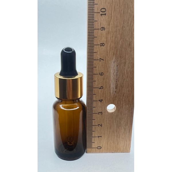 10 ml Kahverengi Cam Damlalıklı Şişe Gold Kapak Siyah Emzik