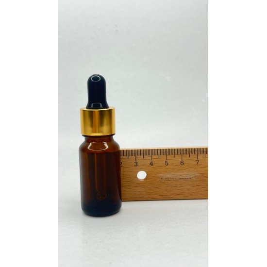10 ml Kahverengi Cam Damlalıklı Şişe Gold Kapak Siyah Emzik