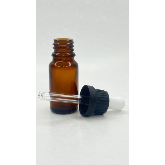 10 ml Kahverengi Cam Damlalıklı Şişe Siyah Kapak Beyaz Emzik