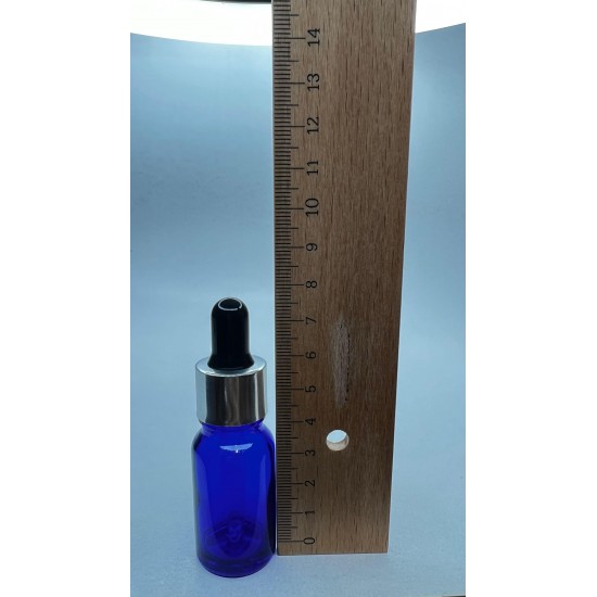 10 ml Mavi Cam Damlalıklı Şişe Gümüş Kapak Siyah Emzik