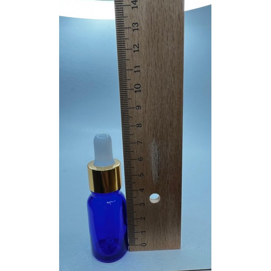 10 ml Mavi Cam Damlalıklı Şişe Gold Kapak Beyaz Emzik
