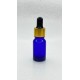 10 ml Mavi Cam Damlalıklı Şişe Gold Kapak Siyah Emzik