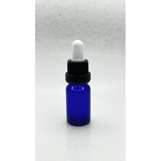 10 ml Mavi Cam Damlalıklı Şişe Siyah Kapak Beyaz Emzik