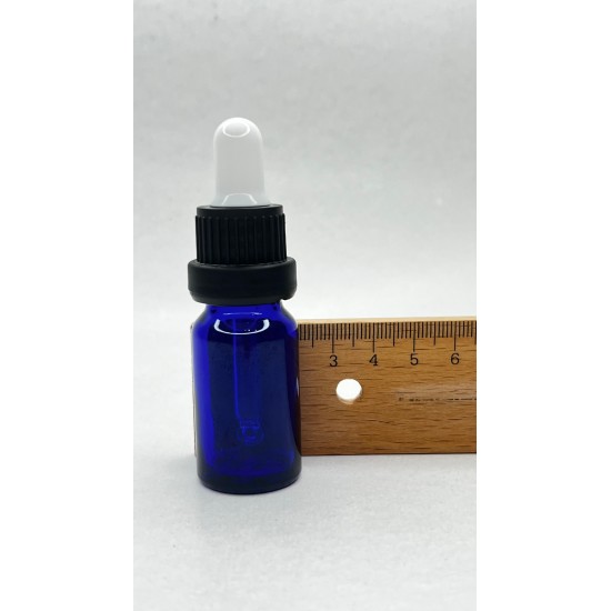 10 ml Mavi Cam Damlalıklı Şişe Siyah Kapak Beyaz Emzik