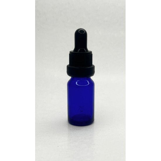 10 ml Mavi Cam Damlalıklı Şişe Siyah Kapak Siyah Emzik