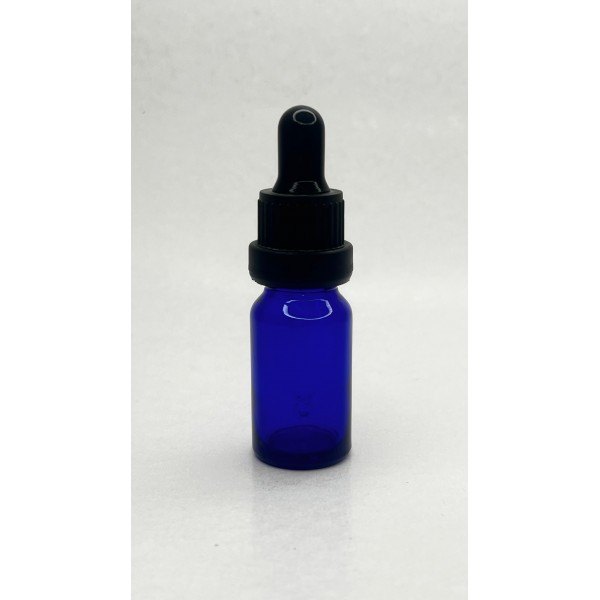 10 ml Mavi Cam Damlalıklı Şişe Siyah Kapak Siyah Emzik
