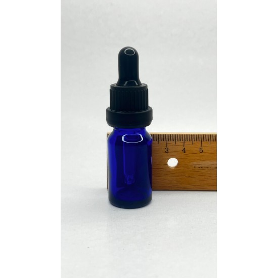 10 ml Mavi Cam Damlalıklı Şişe Siyah Kapak Siyah Emzik