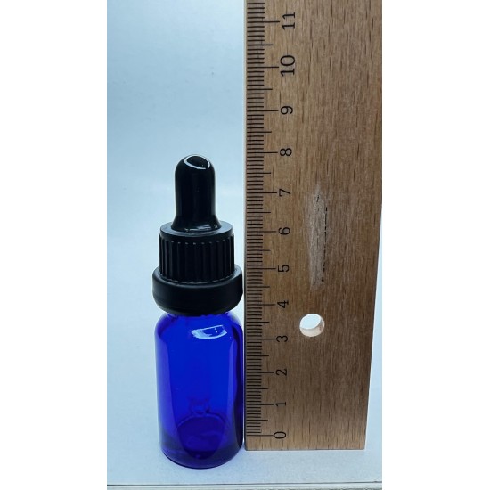 10 ml Mavi Cam Damlalıklı Şişe Siyah Kapak Siyah Emzik