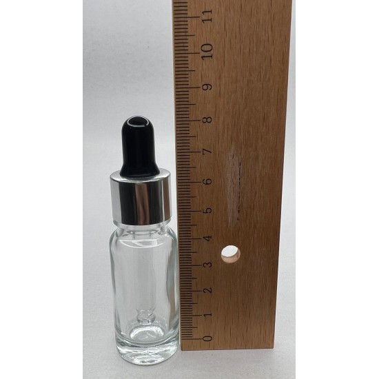 10 ml Şeffaf Cam Damlalıklı Şişe Gümüş Kapak Siyah Emzik