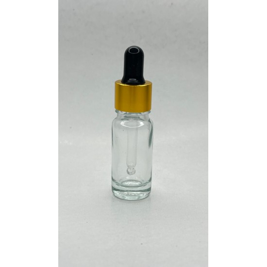 10 ml Şeffaf Cam Damlalıklı Gold Kapak Siyah Emzik