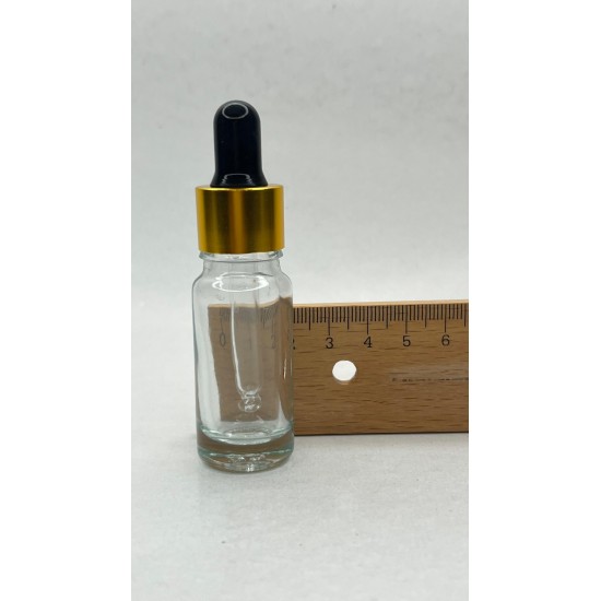 10 ml Şeffaf Cam Damlalıklı Gold Kapak Siyah Emzik