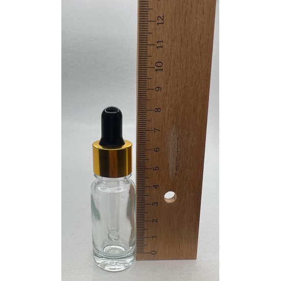 10 ml Şeffaf Cam Damlalıklı Gold Kapak Siyah Emzik