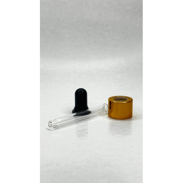 10 ml Şeffaf Cam Damlalıklı Gold Kapak Siyah Emzik