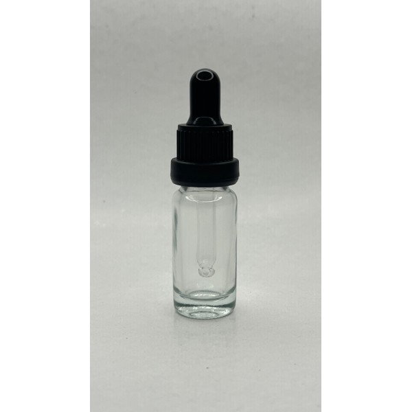 10 ml Şeffaf Cam Damlalıklı Şişe Siyah Kapak Siyah Emzik