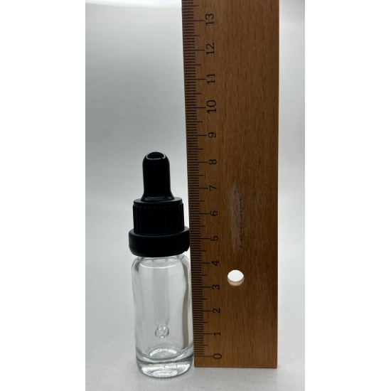 10 ml Şeffaf Cam Damlalıklı Şişe Siyah Kapak Siyah Emzik