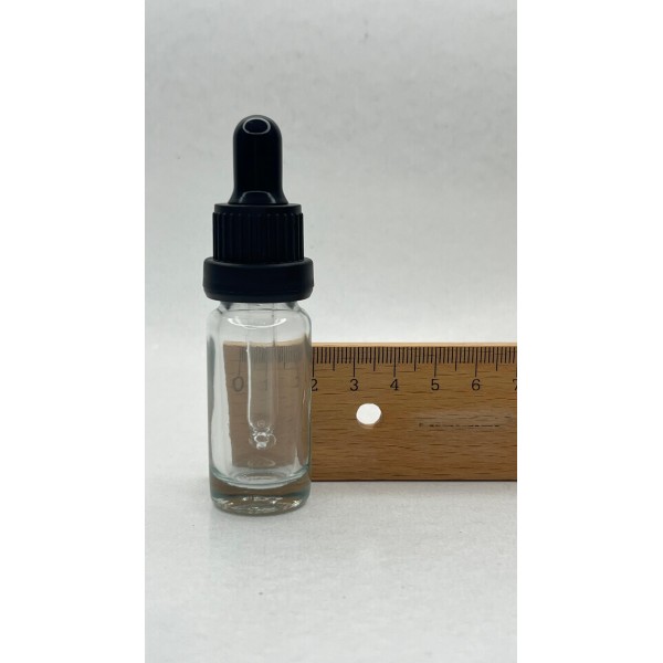 10 ml Şeffaf Cam Damlalıklı Şişe Siyah Kapak Siyah Emzik