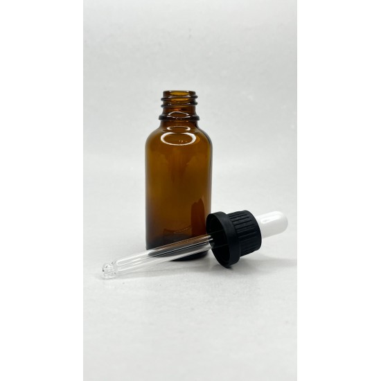 20 ml Kahverengi Cam Damlalıklı Şişe Siyah Kapak Beyaz Emzik