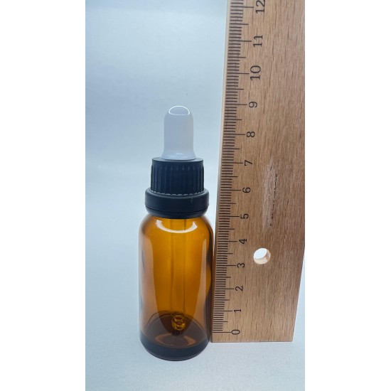 20 ml Kahverengi Cam Damlalıklı Şişe Siyah Kapak Beyaz Emzik