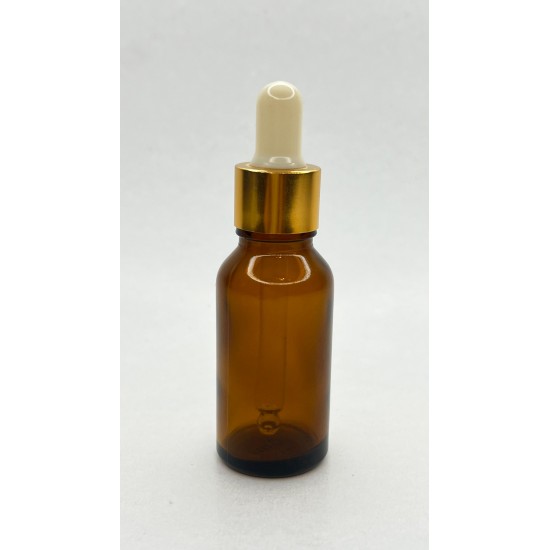 20 ml Kahverengi Cam Damlalıklı Şişe Gold Kapak Beyaz Emzik