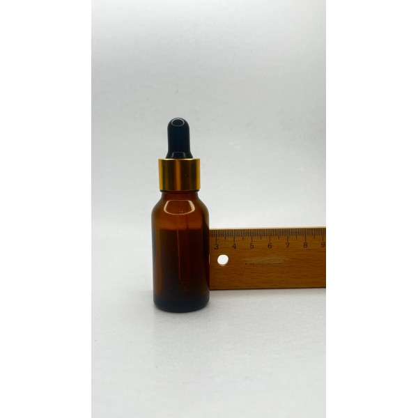 20 ml Kahverengi Cam Damlalıklı Şişe Gold Kapak Siyah Emzik