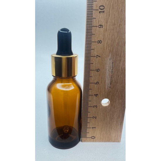 20 ml Kahverengi Cam Damlalıklı Şişe Gold Kapak Siyah Emzik