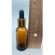 20 ml Kahverengi Cam Damlalıklı Şişe Gold Kapak Siyah Emzik