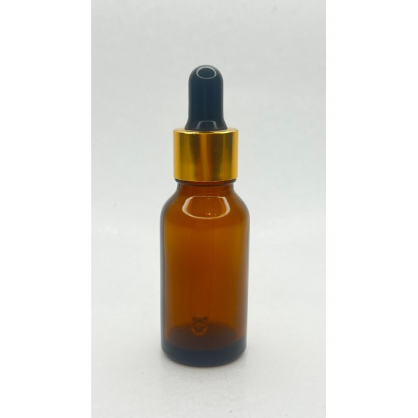 20 ml Kahverengi Cam Damlalıklı Şişe Gold Kapak Siyah Emzik