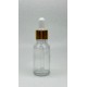 20 ml Şeffaf Cam Damlalıklı Şişe Gold Kapak Beyaz Emzik