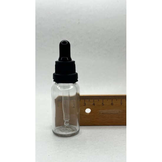 20 ml Şeffaf Cam Damlalıklı Şişe Siyah Kapak Siyah Emzik
