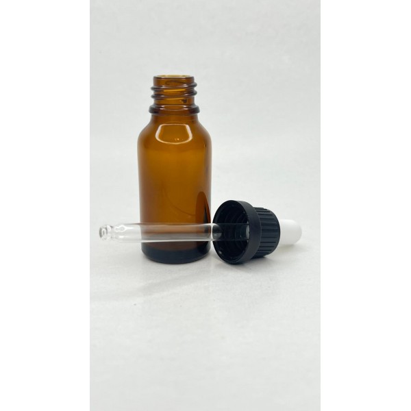 30 ml Kahverengi Cam Damlalıklı Şişe Siyah Kapak Beyaz Emzik