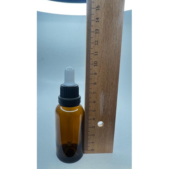 30 ml Kahverengi Cam Damlalıklı Şişe Siyah Kapak Beyaz Emzik