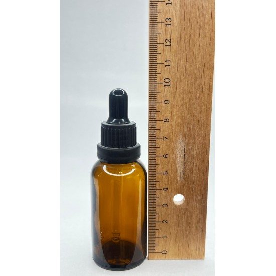 30 ml Kahverengi Cam Damlalıklı Şişe Siyah Kapak Siyah Emzik