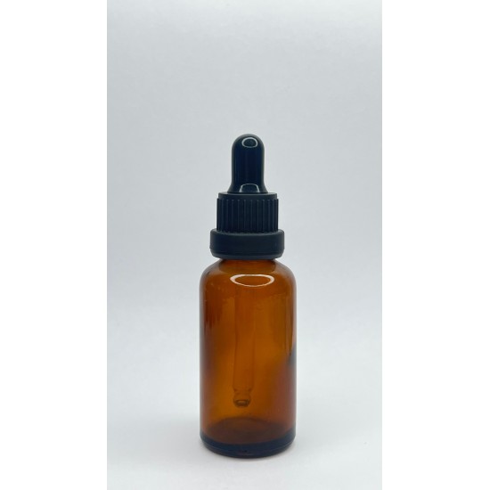 30 ml Kahverengi Cam Damlalıklı Şişe Siyah Kapak Siyah Emzik