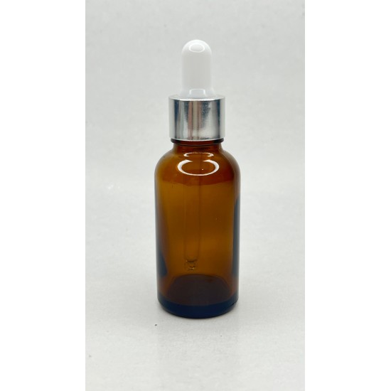 30 ml Kahverengi Cam Damlalıklı Şişe Gümüş Kapak Beyaz Emzik