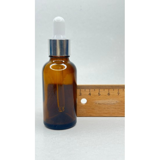 30 ml Kahverengi Cam Damlalıklı Şişe Gümüş Kapak Beyaz Emzik