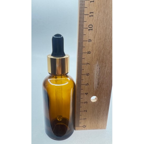 30 ml Kahverengi Cam Damlalıklı Şişe Gold Kapak Siyah Emzik