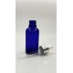 30 ml Mavi Cam Damlalıklı Şişe Gümüş Kapak Beyaz Emzik