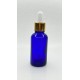 30 ml Mavi Cam Damlalıklı Şişe Gold Kapak Beyaz Emzik