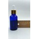 30 ml Mavi Cam Damlalıklı Şişe Gold Kapak Beyaz Emzik