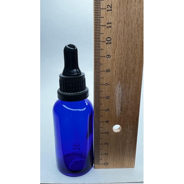 30 ml Mavi Cam Damlalıklı Şişe Siyah Kapak Siyah Emzik