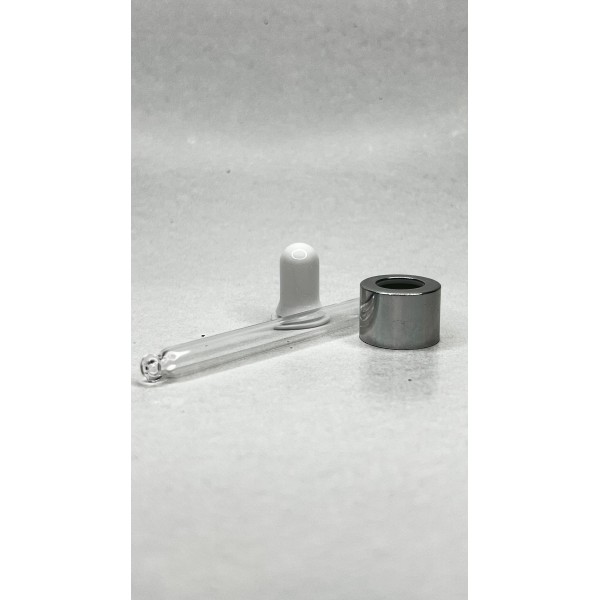 30 ml Şeffaf Cam Damlalıklı Şişe Gümüş Kapak Beyaz Emzik