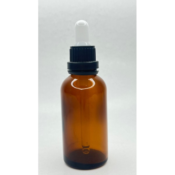 50 ml Kahverengi Cam Damlalıklı Şişe Siyah Kapak Beyaz Emzik