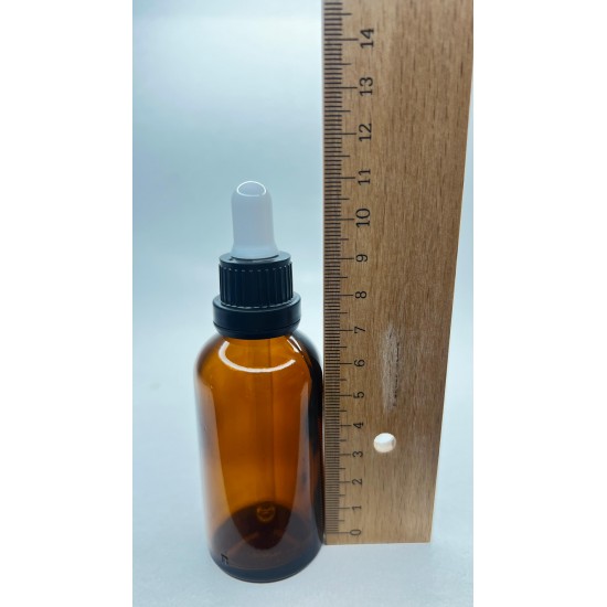 50 ml Kahverengi Cam Damlalıklı Şişe Siyah Kapak Beyaz Emzik